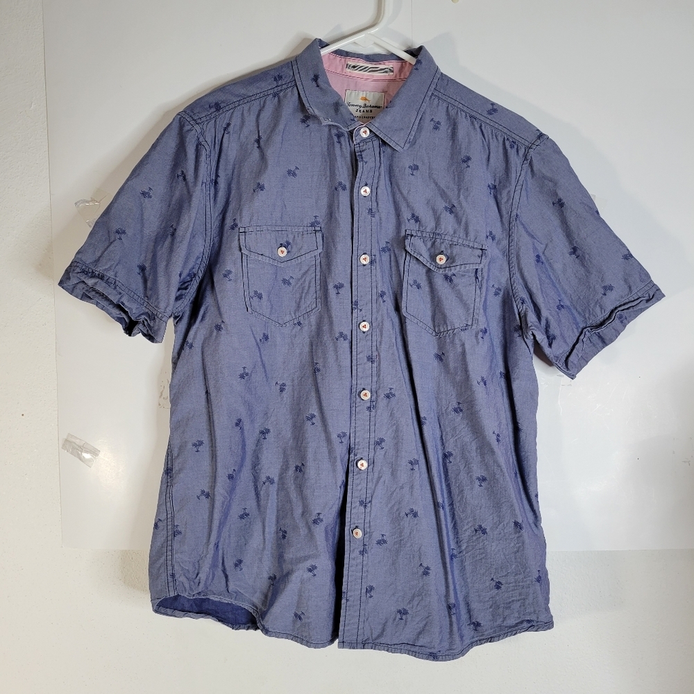Mens Tommy Bahama Short sleeve button front shirt Palm Trees Size Large